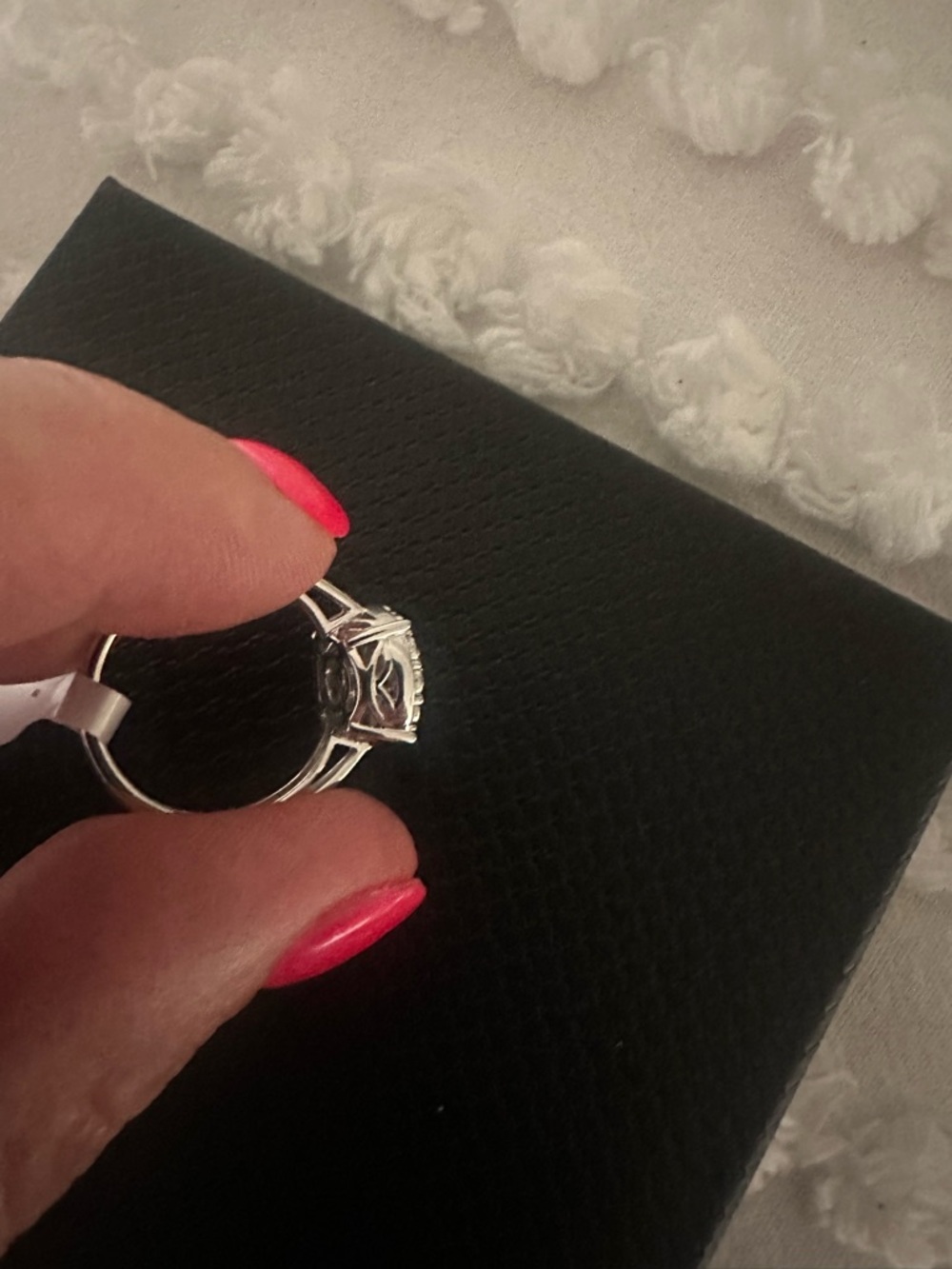 Sterling Silver Halo Diamond ring , size 7 - Picture 4 of 5